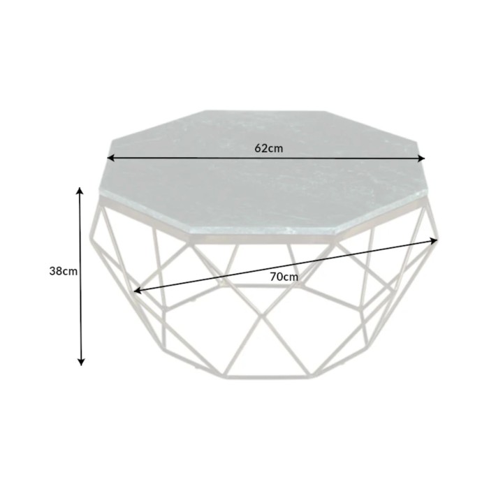 Table basse NEXORA 70cm avec plateau en marbre vert dimensions