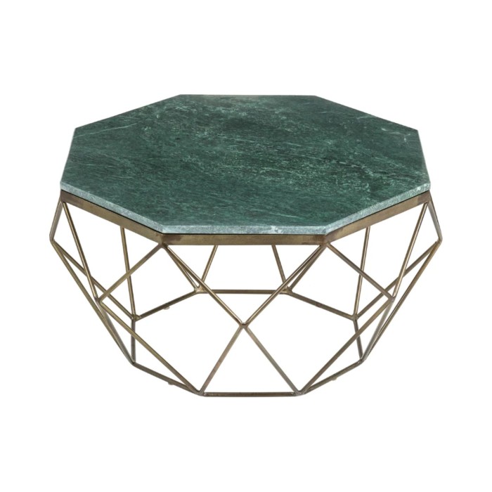Table basse NEXORA 70cm avec plateau en marbre vert