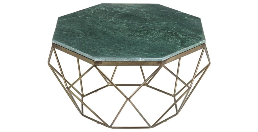 Table basse NEXORA 70cm avec plateau en marbre vert