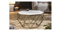 Table basse NEXORA 70cm avec plateau en marbre blanc vue de face