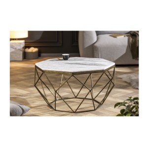 Table basse NEXORA 70cm avec plateau en marbre blanc vue de face