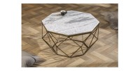 Table basse NEXORA 70cm avec plateau en marbre blanc mise en situation