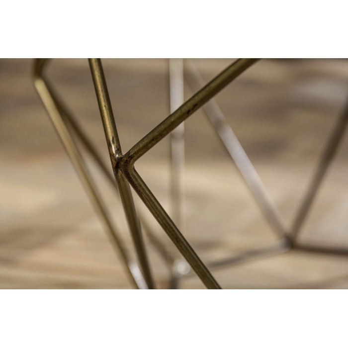 Zoom sur la structure de la table basse NEXORA 70cm avec plateau en marbre blanc