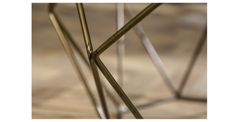 Zoom sur la structure de la table basse NEXORA 70cm avec plateau en marbre blanc