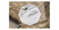 Table basse NEXORA 70cm avec plateau en marbre blanc vue de haut