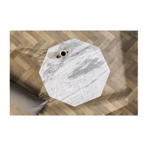 Table basse NEXORA 70cm avec plateau en marbre blanc vue de haut