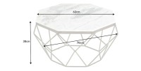 Table basse NEXORA 70cm avec plateau en marbre blanc dimensions