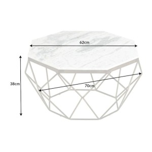 Table basse NEXORA 70cm avec plateau en marbre blanc dimensions