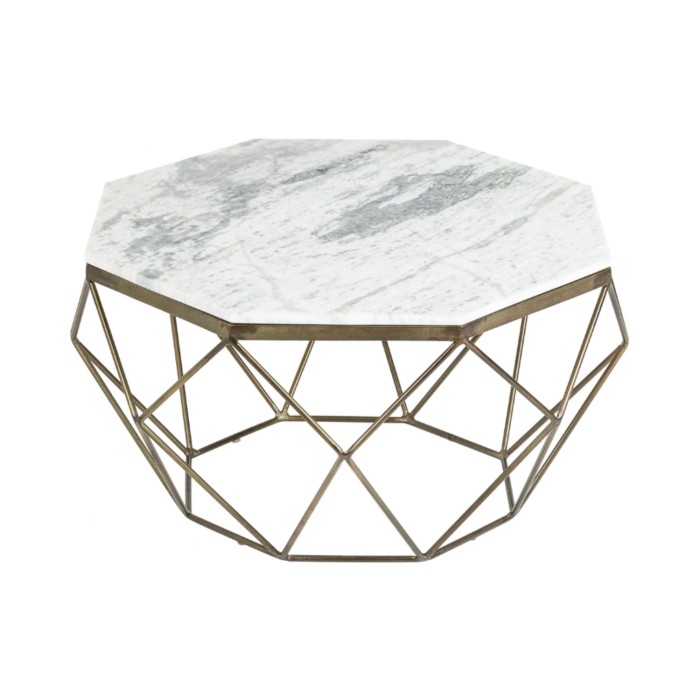 Table basse NEXORA 70cm avec plateau en marbre blanc