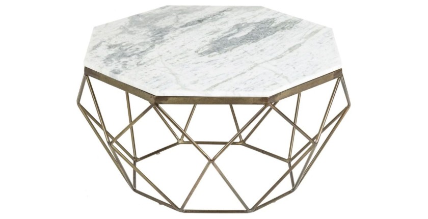 Table basse NEXORA 70cm avec plateau en marbre blanc