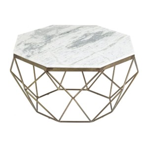 Table basse NEXORA 70cm avec plateau en marbre blanc