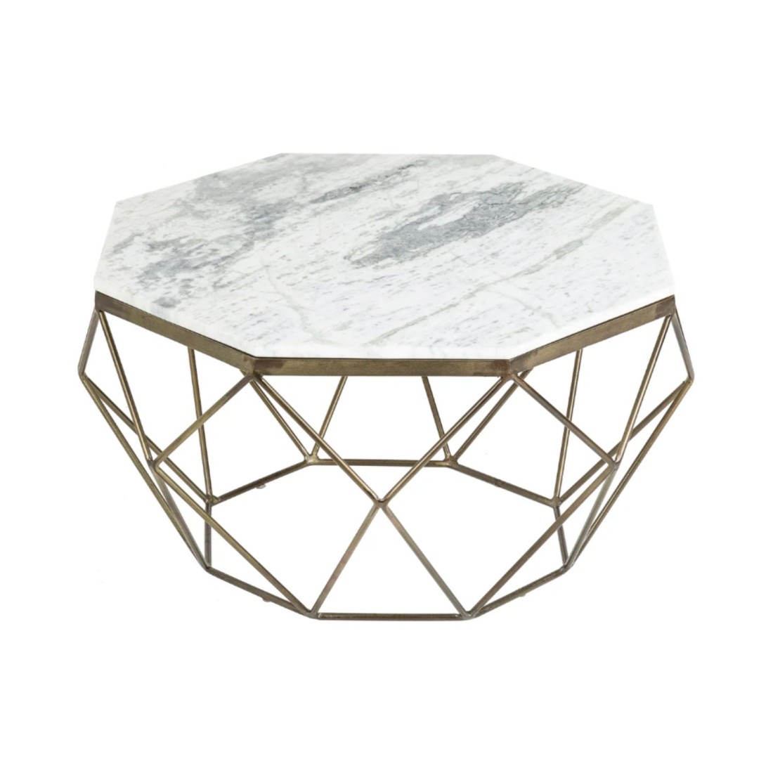 Table basse NEXORA 70cm avec plateau en marbre blanc