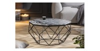 Table basse NEXORA 70cm avec plateau en marbre gris vue de face