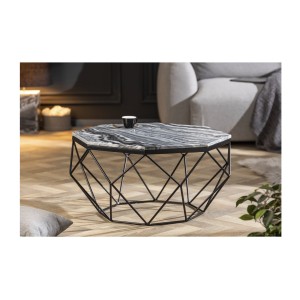 Table basse NEXORA 70cm avec plateau en marbre gris vue de face