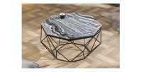 Table basse NEXORA 70cm avec plateau en marbre gris mise en situation