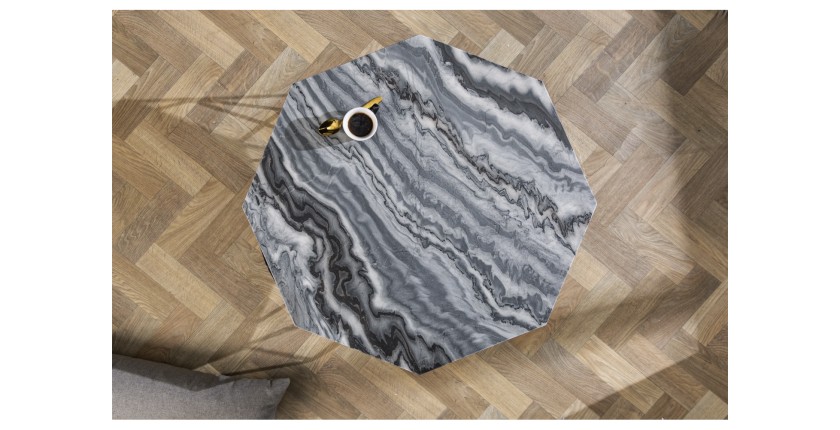 Table basse NEXORA 70cm avec plateau en marbre gris vue de haut