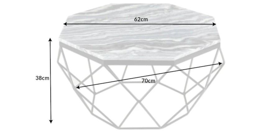 Table basse NEXORA 70cm avec plateau en marbre gris dimensions