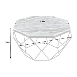 Table basse NEXORA 70cm avec plateau en marbre gris dimensions