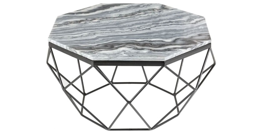 Table basse NEXORA 70cm avec plateau en marbre gris