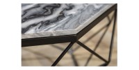 Zoom sur l'un des coins de la table basse NEXORA 70cm avec plateau en marbre gris