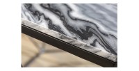 Zoom sur la tranche du plateau de la table basse NEXORA 70cm avec plateau en marbre gris