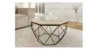 Table basse NEXORA 70cm en travertin vue de face
