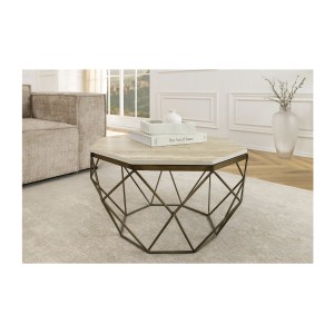 Table basse NEXORA 70cm en travertin vue de face
