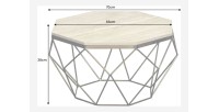 Table basse NEXORA 70cm en travertin et métal noir dimensions