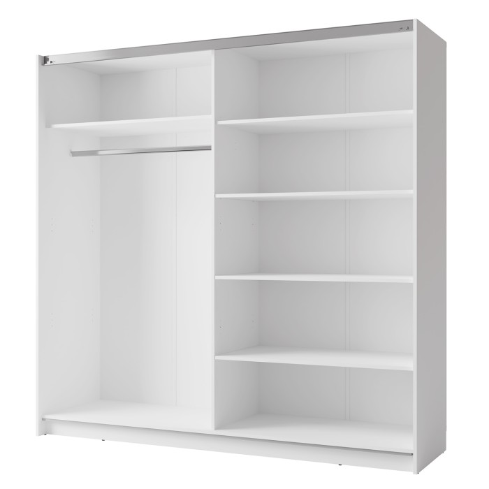 Armoire 2 portes coulissantes avec miroir - 150 cm- blanc alpin mat - collection ARSALA
