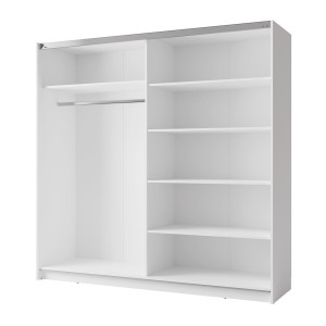 Armario de 2 puertas correderas con espejo - 150 cm - blanco alpino mate - colección ARSALA