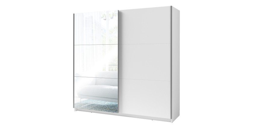 Armario de 2 puertas correderas con espejo - 150 cm - blanco alpino mate - colección ARSALA