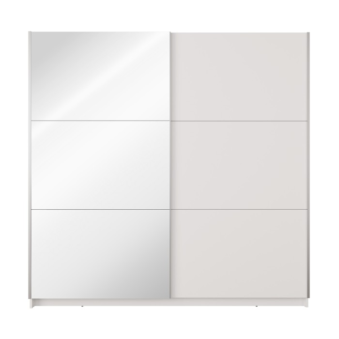 Armoire 2 portes coulissantes avec miroir - 150 cm- blanc alpin mat - collection ARSALA