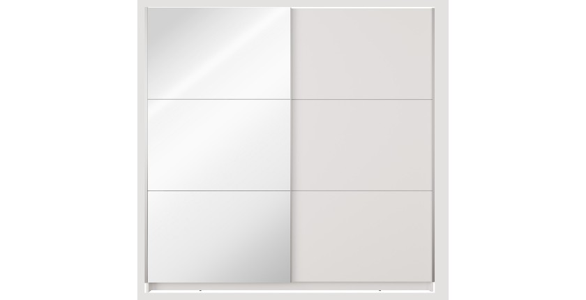 Armario de 2 puertas correderas con espejo - 150 cm - blanco alpino mate - colección ARSALA