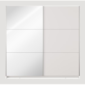 Armario de 2 puertas correderas con espejo - 150 cm - blanco alpino mate - colección ARSALA