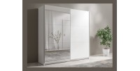 Armario de 2 puertas correderas con espejo - 150 cm - blanco alpino mate - colección ARSALA