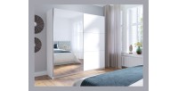 Armario de 2 puertas correderas con espejo - 150 cm - blanco alpino mate - colección ARSALA