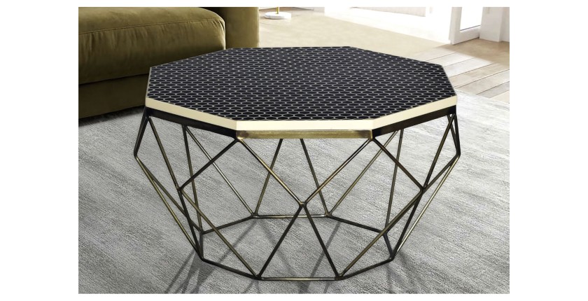 Table basse NEXORA 69cm polyrésine noire mise en situation
