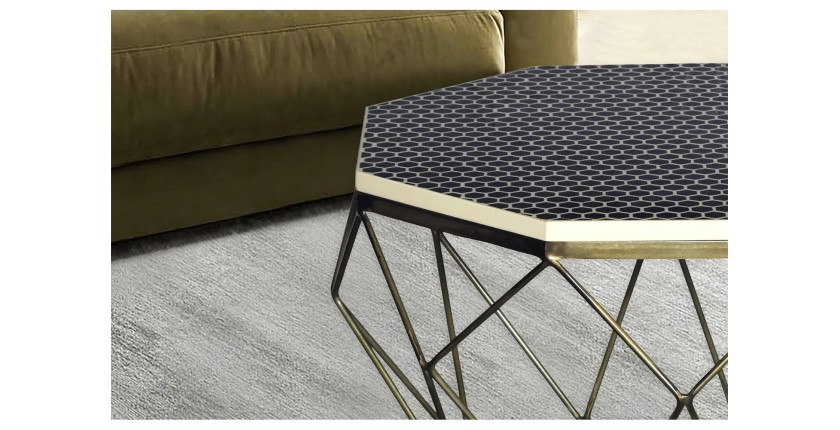 Zoom sur le plateau de la table basse NEXORA 69cm polyrésine noire