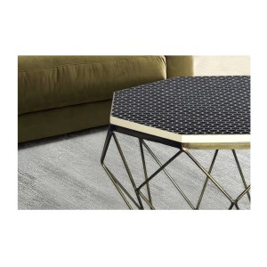 Zoom sur le plateau de la table basse NEXORA 69cm polyrésine noire