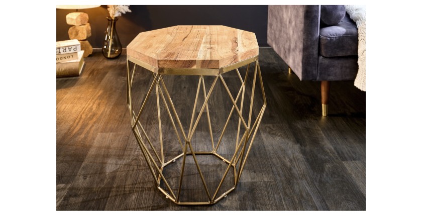Table basse NEXORA 50cm avec plateau en bois d'acacia mise en situation