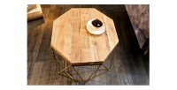 Table basse NEXORA 50cm avec plateau en bois d'acacia vue de haut