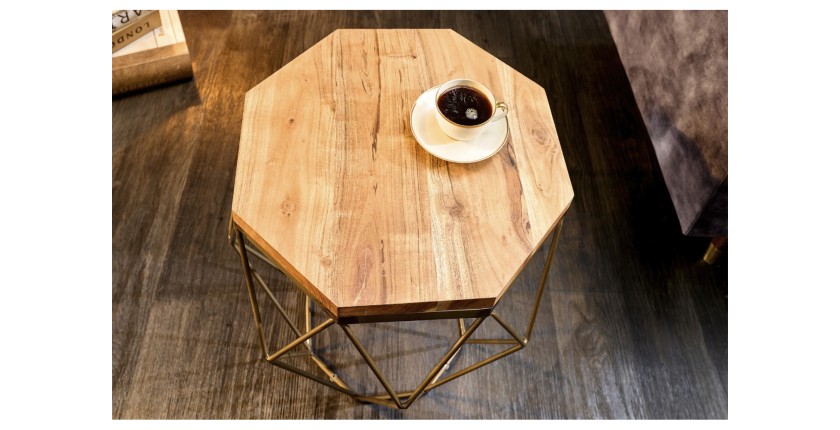 Table basse NEXORA 50cm avec plateau en bois d'acacia vue de haut