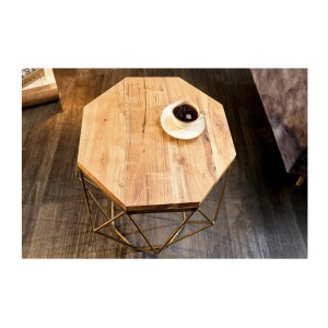 Table basse NEXORA 50cm avec plateau en bois d'acacia vue de haut