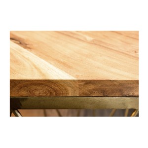 Zoom sur la tranche du plateau de la table basse NEXORA 50cm avec plateau en bois d'acacia