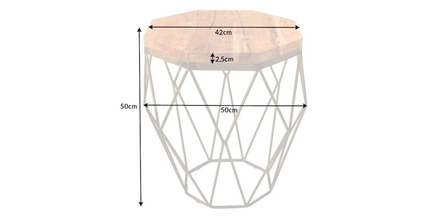 Table basse NEXORA 50cm avec plateau en bois d'acacia dimensions