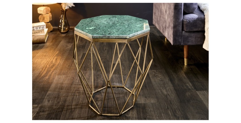 Table basse NEXORA 50cm avec plateau en marbre vert mise en situation