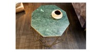 Table basse NEXORA 50cm avec plateau en marbre vert vue de haut