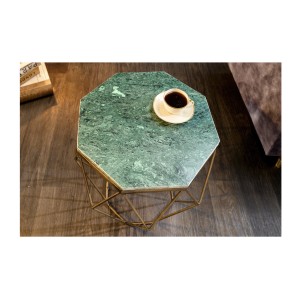 Table basse NEXORA 50cm avec plateau en marbre vert vue de haut