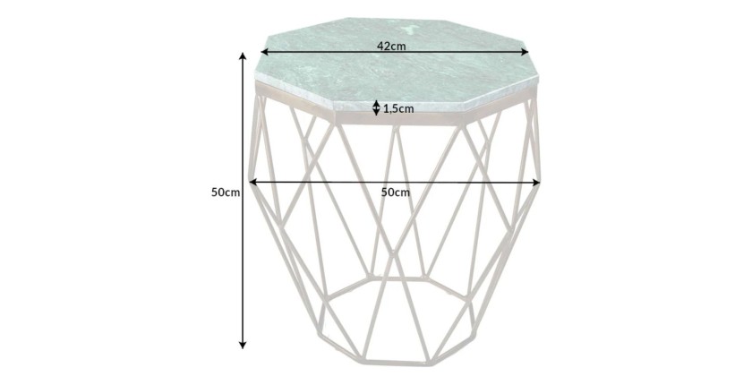 Table basse NEXORA 50cm avec plateau en marbre vert dimensions