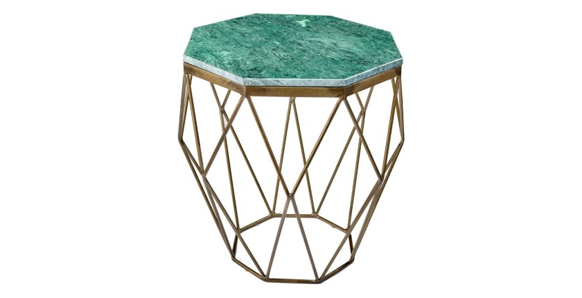 Table basse NEXORA 50cm avec plateau en marbre vert
